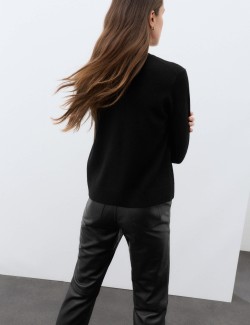 Pure Cashmere Crew Neck Button Front Cardigan