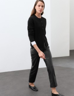 Pure Cashmere Crew Neck Button Front Cardigan