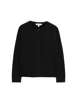 Pure Cashmere Crew Neck Button Front Cardigan