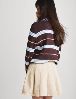Pure Cotton Pleated Mini Skirt (6-16 Yrs)