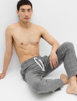 Pure Cotton Checked Loungewear Bottoms