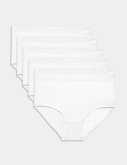 5pk Cotton Lycra & Lace Full Briefs
