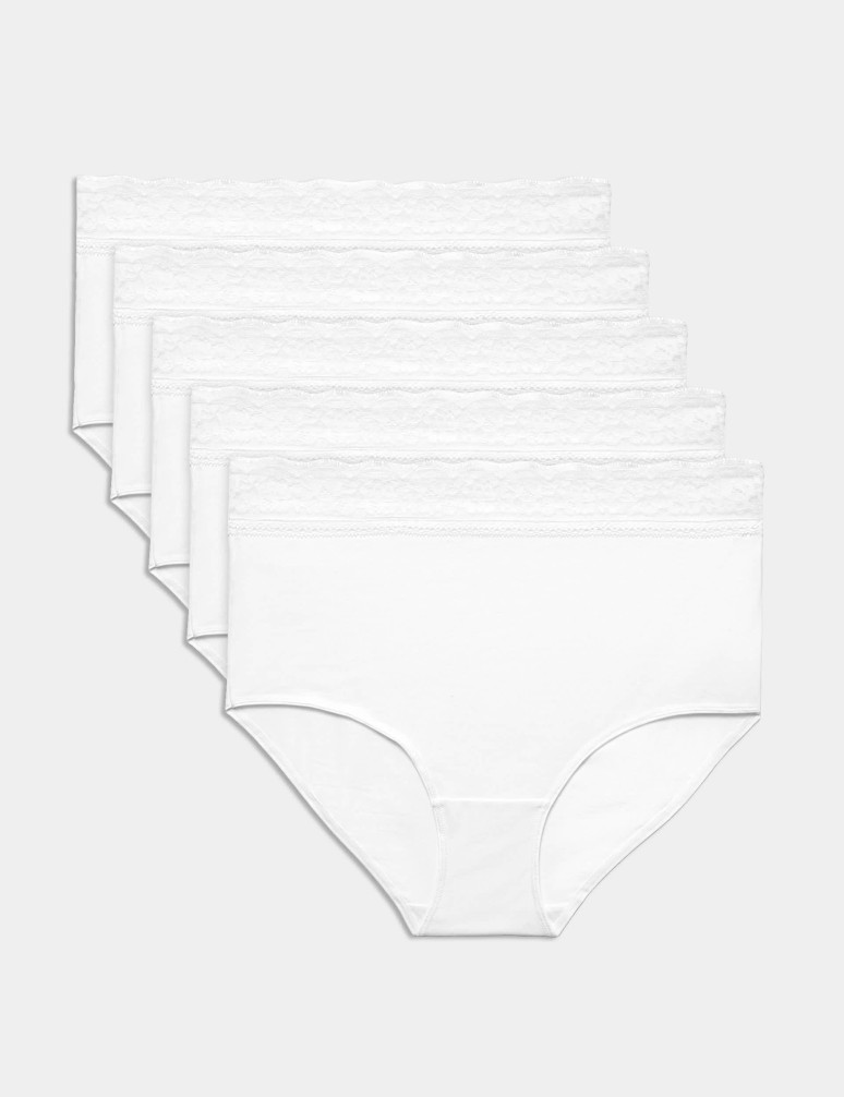 5pk Cotton Lycra & Lace Full Briefs