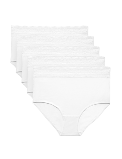 5pk Cotton Lycra & Lace Full Briefs