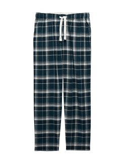 Pure Cotton Checked Loungewear Bottoms