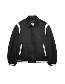 Saténová vyteplená bunda typu bomber v univerzitním stylu