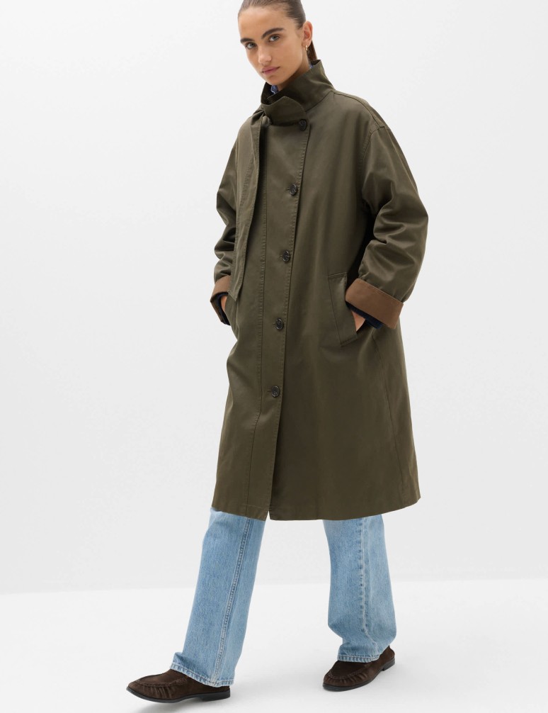 Cotton Rich Waxed Tie Neck Car Coat