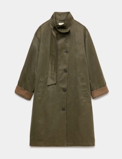 Cotton Rich Waxed Tie Neck Car Coat