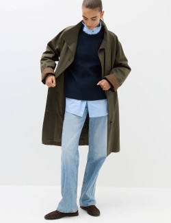 Cotton Rich Waxed Tie Neck Car Coat