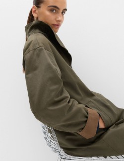 Cotton Rich Waxed Tie Neck Car Coat