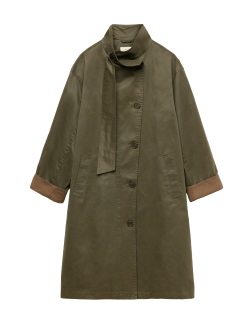 Cotton Rich Waxed Tie Neck Car Coat