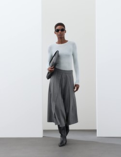 Pleated Midaxi Full Circle Skirt with Wool
