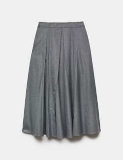 Pleated Midaxi Full Circle Skirt with Wool