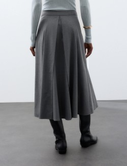 Pleated Midaxi Full Circle Skirt with Wool