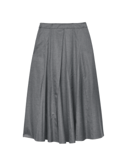 Pleated Midaxi Full Circle Skirt with Wool