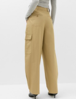 Pure Cotton Cargo Barrel Leg Trousers
