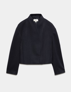 Textured Wrap Collar Short Jacket