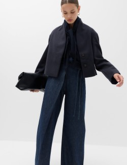 Textured Wrap Collar Short Jacket