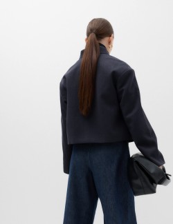 Textured Wrap Collar Short Jacket