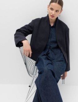 Textured Wrap Collar Short Jacket