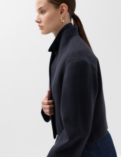 Textured Wrap Collar Short Jacket