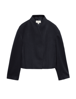 Textured Wrap Collar Short Jacket
