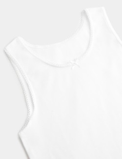 5 Pack Pure Cotton Bow Vests (2-14 Yrs)