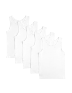 5 Pack Pure Cotton Bow Vests (2-14 Yrs)