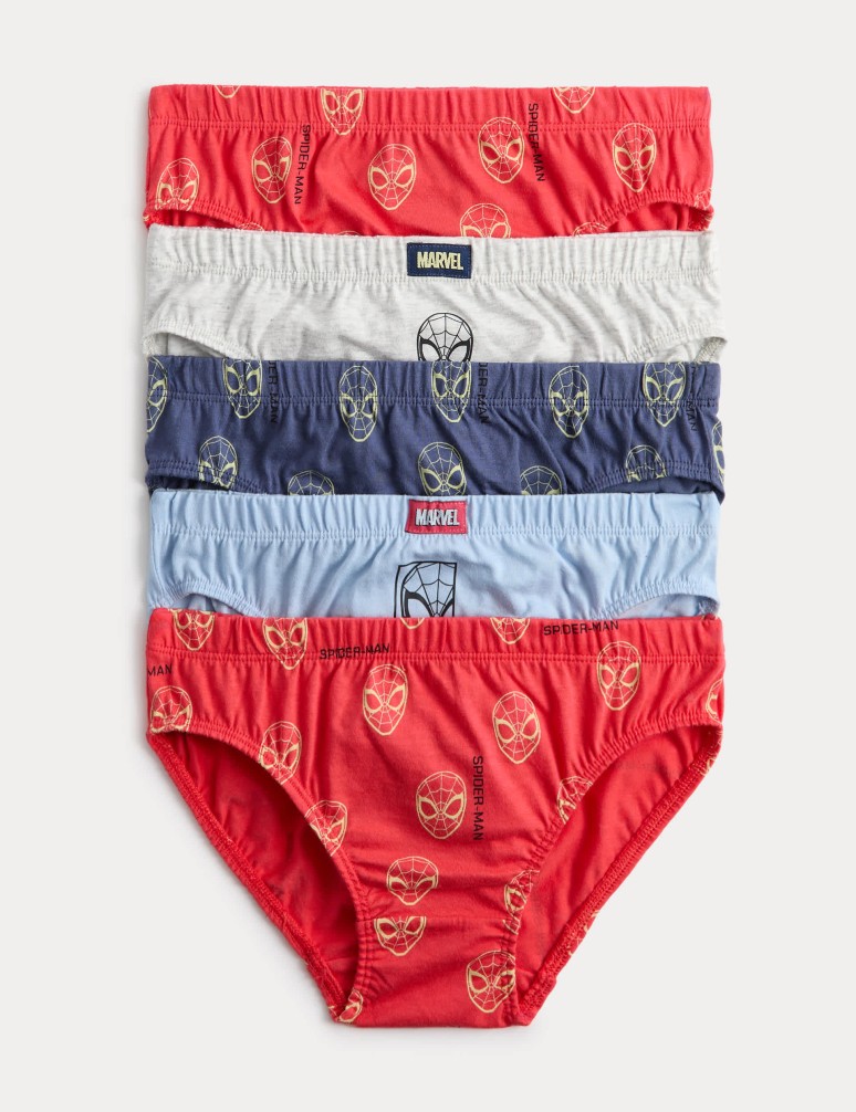 5 Pack Pure Cotton Spider-Man™ Briefs (18 Mths - 8 Yrs)