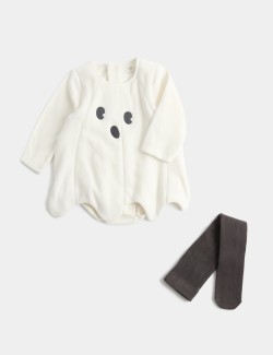 Halloweenské body s motivem ducha a punčocháči (0–24 měsíců)