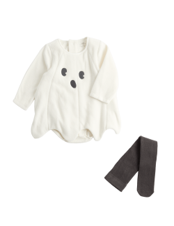Halloweenské body s motivem ducha a punčocháči (0–24 měsíců)