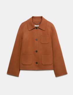Double Faced Wool Collared Short Jacket