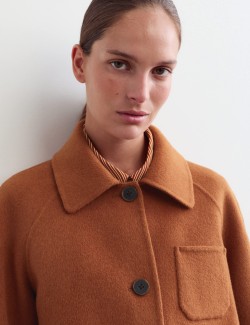 Double Faced Wool Collared Short Jacket