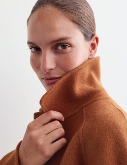 Double Faced Wool Collared Short Jacket