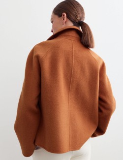 Double Faced Wool Collared Short Jacket