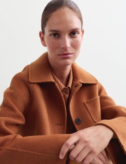 Double Faced Wool Collared Short Jacket