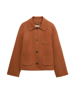 Double Faced Wool Collared Short Jacket