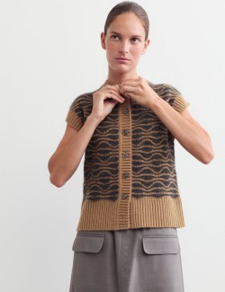 Wool Rich Knitted Vest with Alpaca