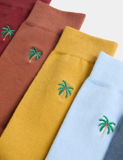 5 Pack Cool & Fresh™ Palm Tree Cotton Rich Socks