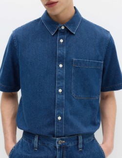 Pure Cotton Denim Short Sleeve Shirt