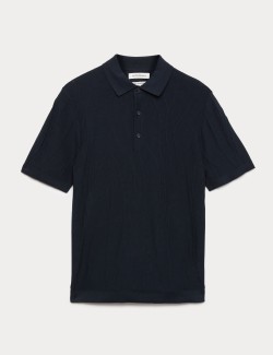 Pure Cotton Wavy Textured Polo Shirt