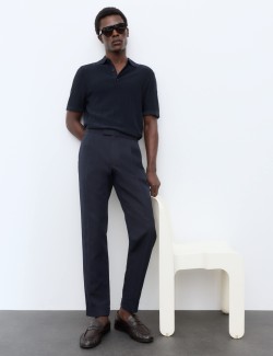 Pure Cotton Wavy Textured Polo Shirt
