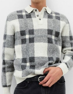 Regular Fit Check Jumper with Wool