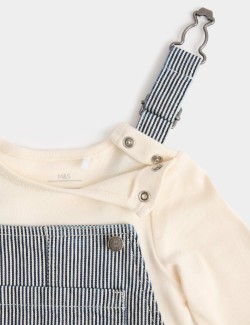 2 Piece Ticking Stripe Dungaree Outfit (0-3 Yrs)
