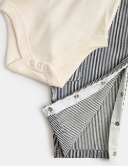 2 Piece Ticking Stripe Dungaree Outfit (0-3 Yrs)