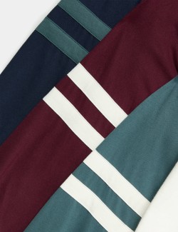 3 Pack Cotton Rich Striped Sleeve Tops (6-16 Yrs)