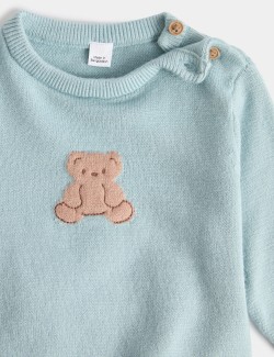 2dílný pletený outfit s intarzovaným motivem medvěda (0–12 měsíců)