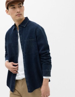 Regular Fit Pure Cotton Denim Stripe Shirt