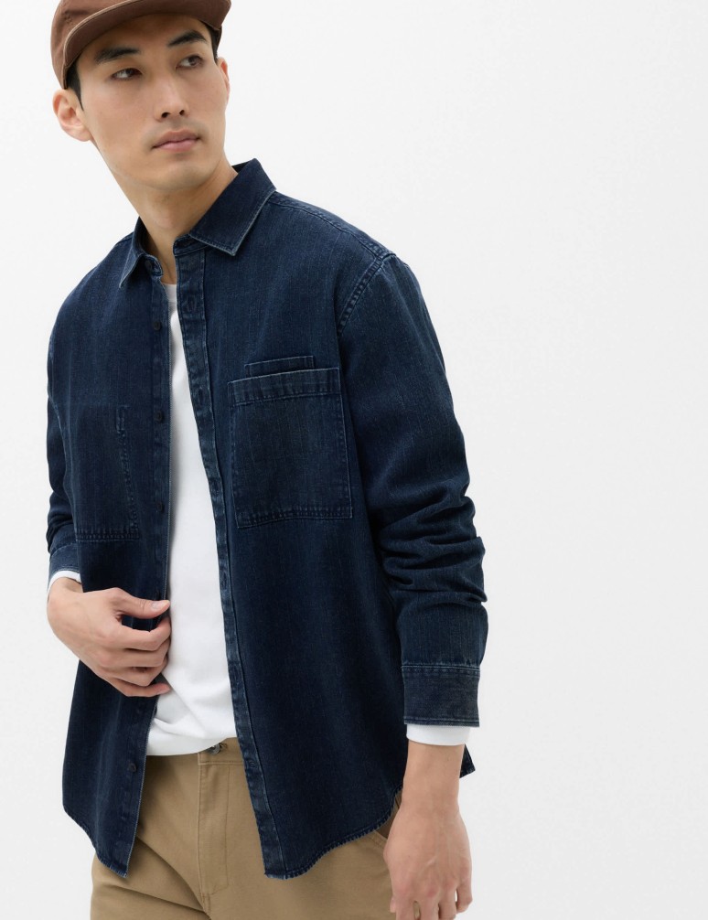 Regular Fit Pure Cotton Denim Stripe Shirt