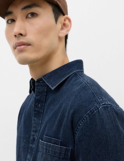 Regular Fit Pure Cotton Denim Stripe Shirt
